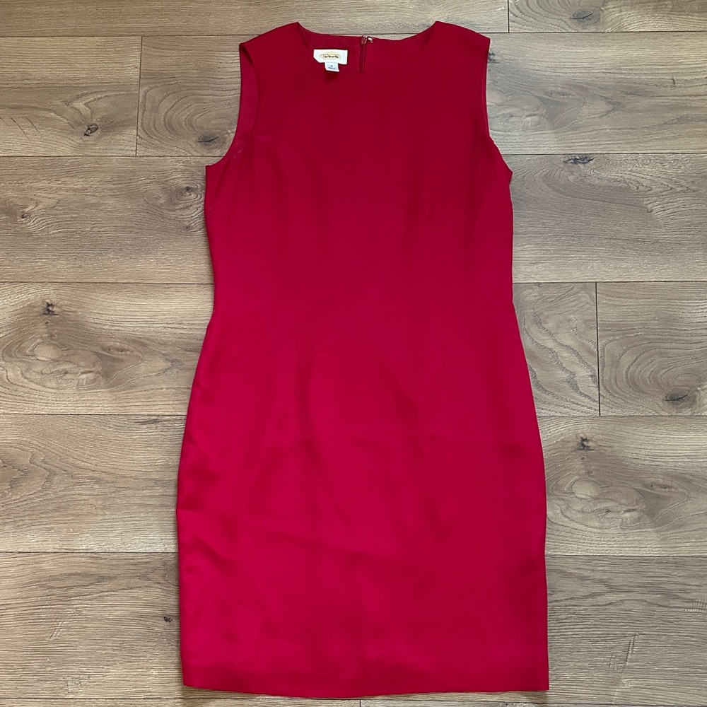 Talbots Red Midi Silk Sheath Dress Size 10 Holiday Classic‎ minimalist